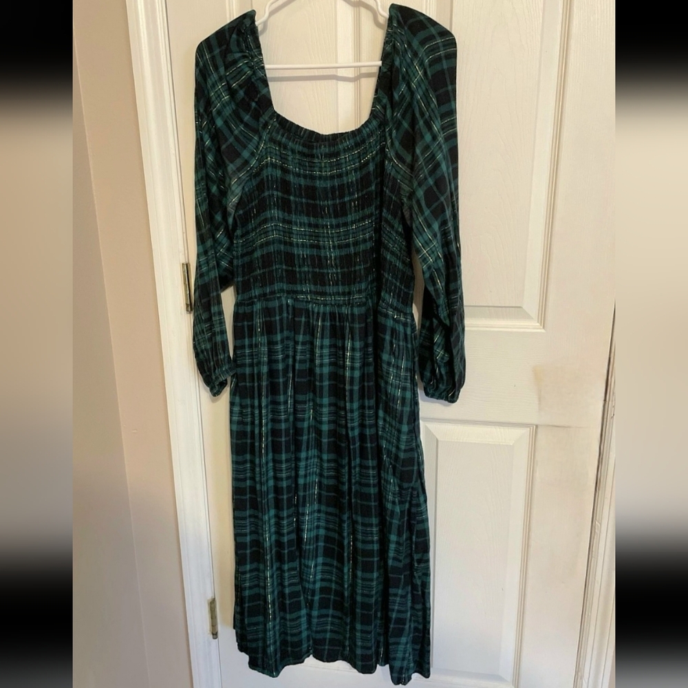 Lane Bryant Green Plaid Midi Dress (18/20)